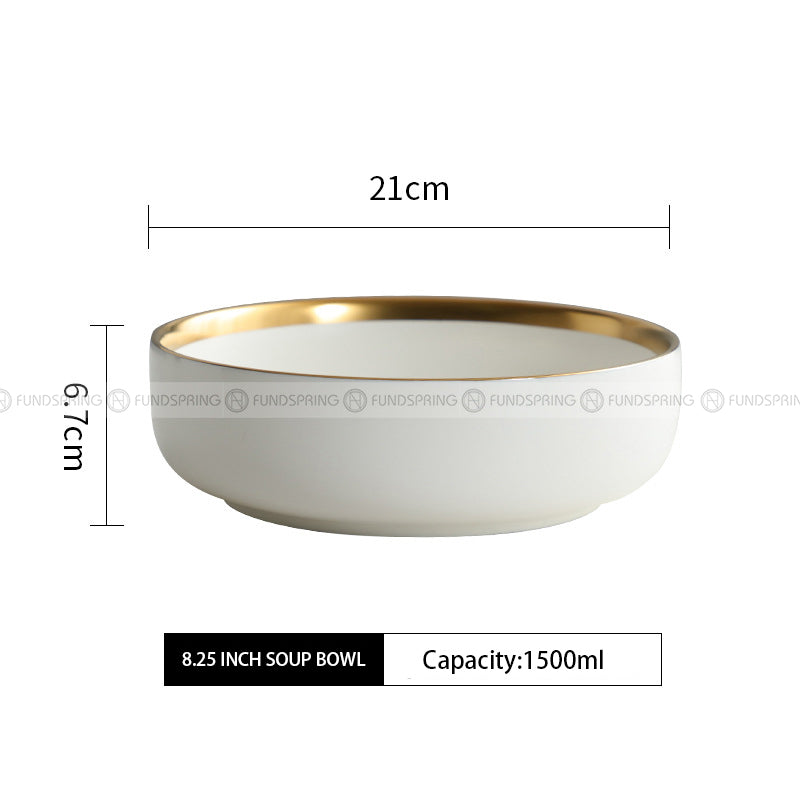 Simplicity Ceramic Tableware Black White With Gold Rim Plates Bowls Simplicity Ceramic Tableware Black White With Gold Rim Plates Bowls