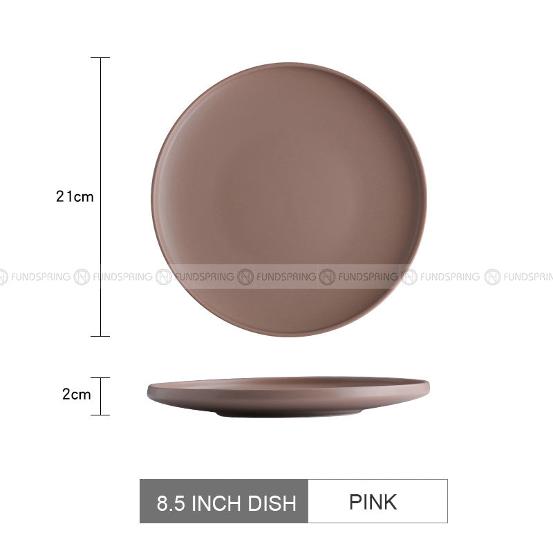 Nordic Ceramic Flat Plate Fruit Salad Plate Matte Shallow Plate Nordic Ceramic Flat Plate Fruit Salad Plate Matte Shallow Plate
