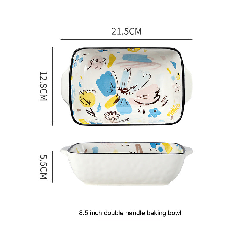 Hand-Drawn Doodle Ceramic Bowls and Plates - Household Dinnerware Hand-Drawn Doodle Ceramic Bowls and Plates - Household Dinnerware