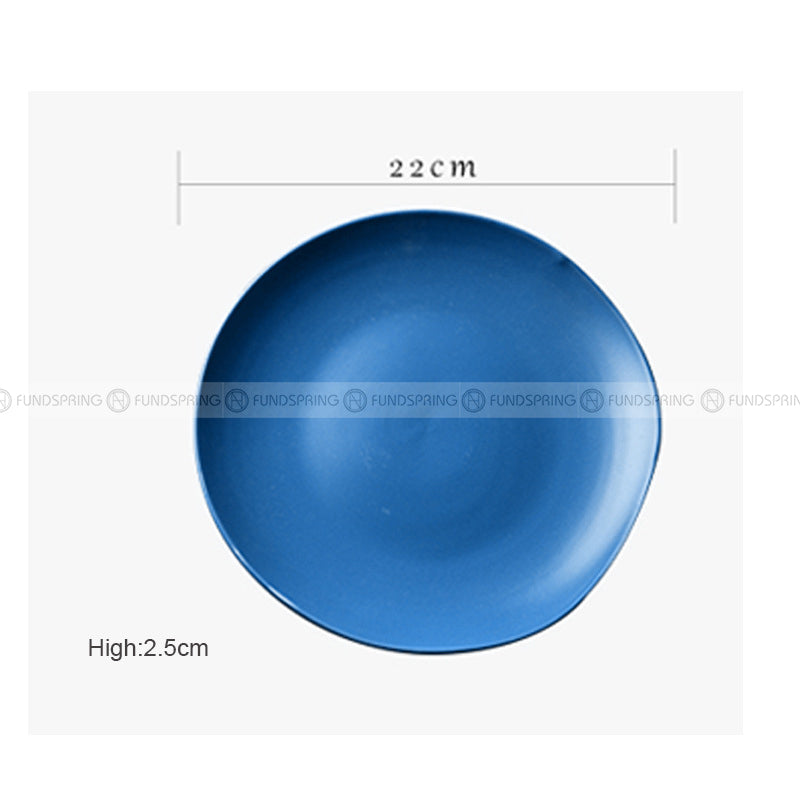 Nordic Matt Blue Tableware Ceramic Dinnerware Round and Irregular Plate Nordic Matt Blue Tableware Ceramic Dinnerware Round and Irregular Plate