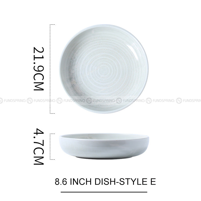 Kiln Change Ceramic Round Deep Plate Soup Plate Shallow Bowl Kiln Change Ceramic Round Deep Plate Soup Plate Shallow Bowl