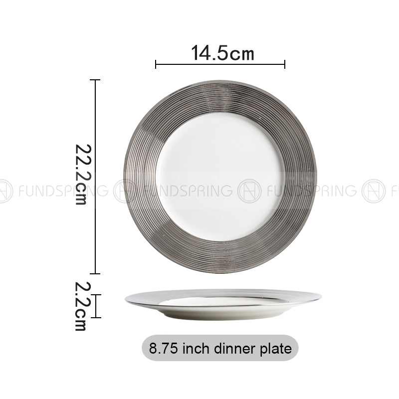 Designer Tableware Collection Weiss Series Sliver/White Dinner Plate Designer Tableware Collection Weiss Series Sliver/White Dinner Plate