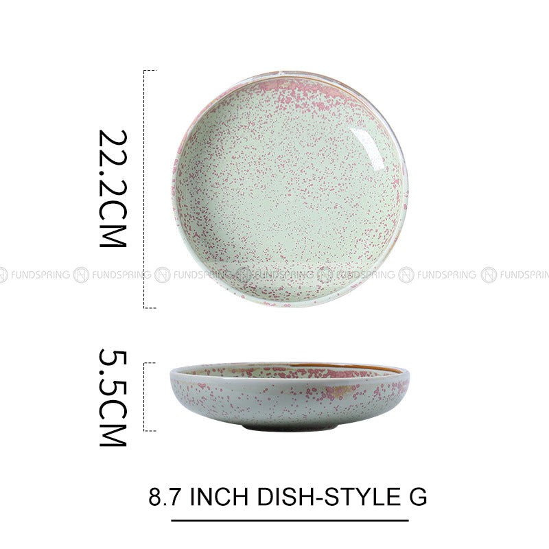 Kiln Change Ceramic Round Deep Plate Soup Plate Shallow Bowl Kiln Change Ceramic Round Deep Plate Soup Plate Shallow Bowl