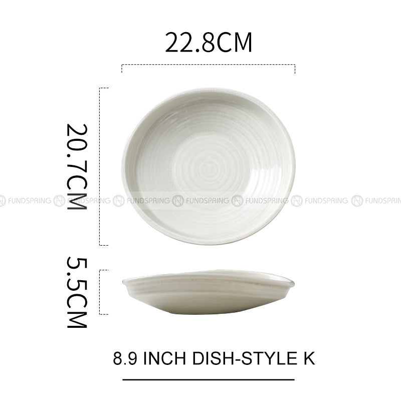 Kiln Change Ceramic Round Deep Plate Soup Plate Shallow Bowl Kiln Change Ceramic Round Deep Plate Soup Plate Shallow Bowl