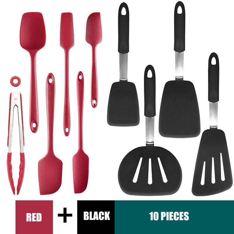 Versatile Silicone Kitchen Utensil Set: Scraper, Spatula, Tong, and Slotted Turner Versatile Silicone Kitchen Utensil Set: Scraper, Spatula, Tong, and Slotted Turner