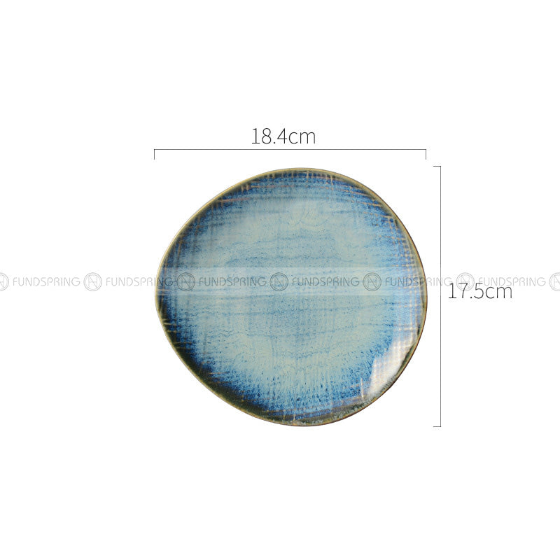 Denim Blue Dinner Plate Kiln Changed Ceramic Dinnerware Set of 4 Denim Blue Dinner Plate Kiln Changed Ceramic Dinnerware Set of 4
