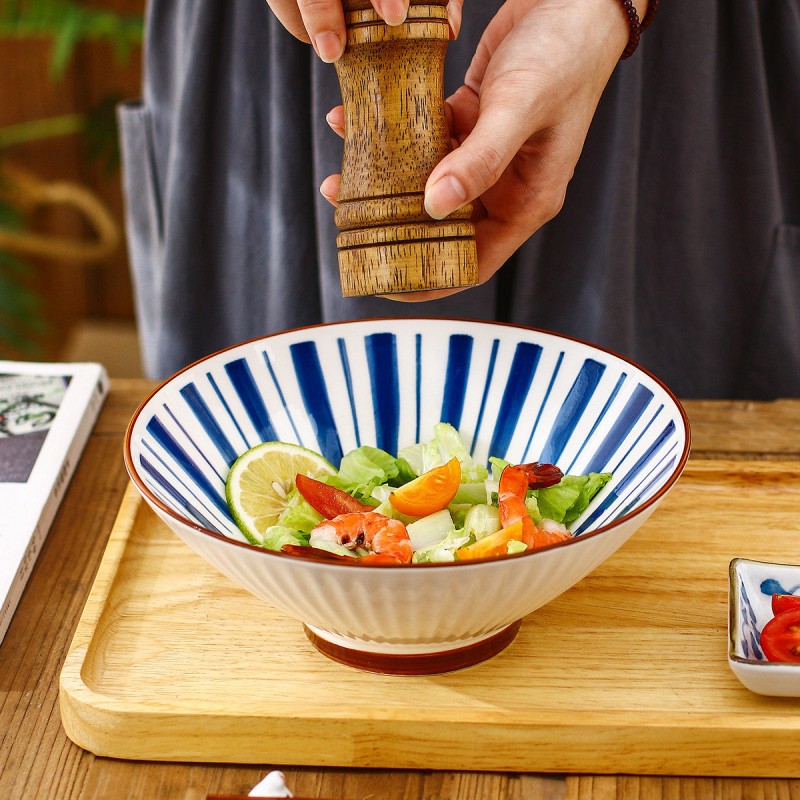 Japanese Elegance: Ceramic Hat-Shaped Rice Bowl - 8 Inches Japanese Elegance: Ceramic Hat-Shaped Rice Bowl - 8 Inches