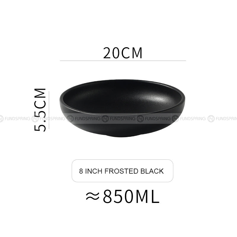 Ceramic Round Serving Bowl Wide Shallow Bowl Black Matte Bowl Ceramic Round Serving Bowl Wide Shallow Bowl Black Matte Bowl