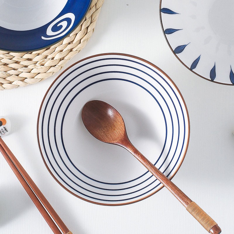 Sophisticated Hat-Shaped Ceramic Bowls Set - 7''/8'' - Japanese Inspired Sophisticated Hat-Shaped Ceramic Bowls Set - 7''/8'' - Japanese Inspired