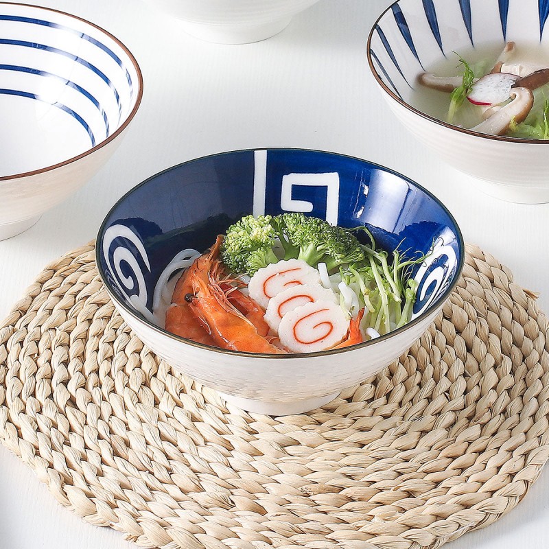 Sophisticated Hat-Shaped Ceramic Bowls Set - 7''/8'' - Japanese Inspired Sophisticated Hat-Shaped Ceramic Bowls Set - 7''/8'' - Japanese Inspired