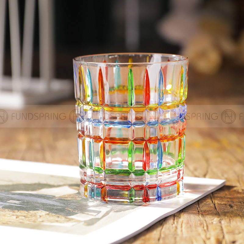 Contrast Color Stripe Glass Cups Painted Water Cup Whiskey Glass Contrast Color Stripe Glass Cups Painted Water Cup Whiskey Glass