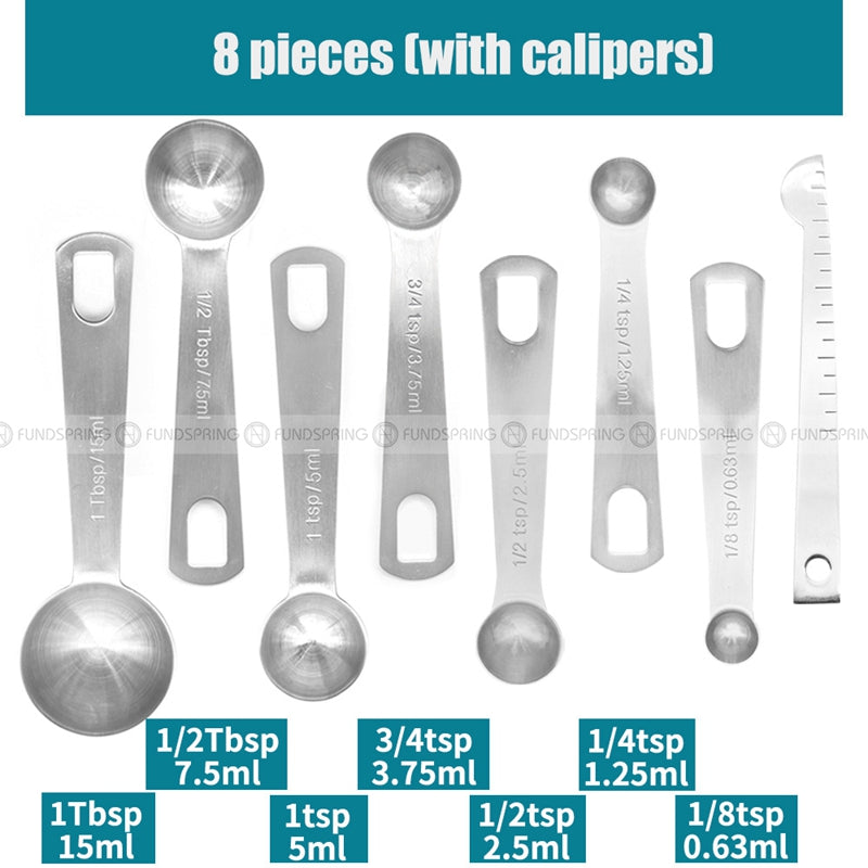 Stainless Steel Baking Scale Measuring Spoon Set Calipers Stir Bar Stainless Steel Baking Scale Measuring Spoon Set Calipers Stir Bar