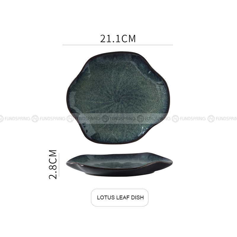 Kiln Change Dinnerware Green/Blue Glazed Ceramic Tableware Bowl Plate Kiln Change Dinnerware Green/Blue Glazed Ceramic Tableware Bowl Plate