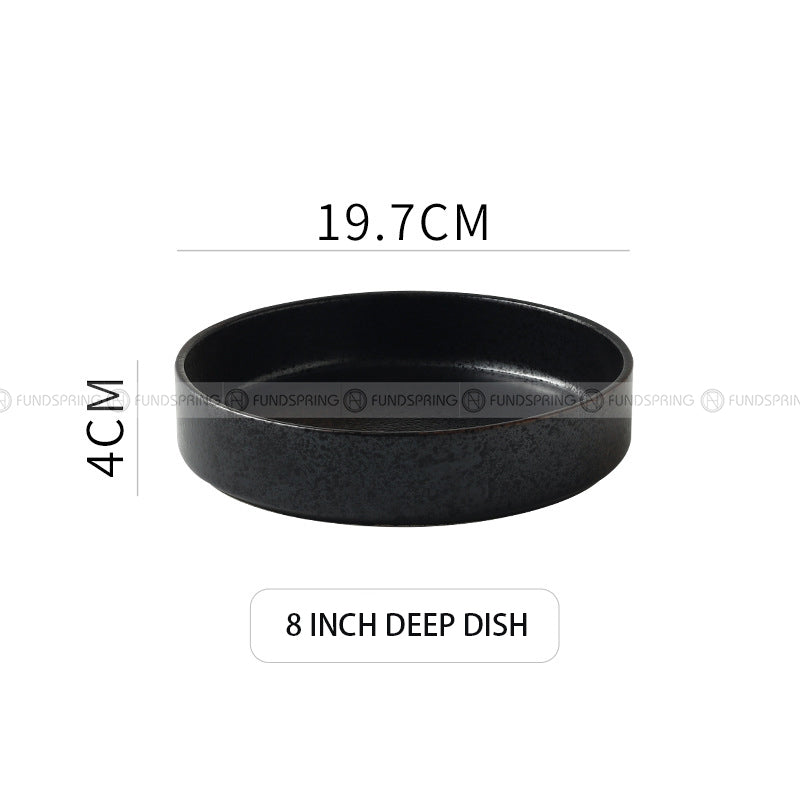 Ceramic Deep Dish Shallow Bowl Straight Bowl Flat Bottom Black Plate Ceramic Deep Dish Shallow Bowl Straight Bowl Flat Bottom Black Plate