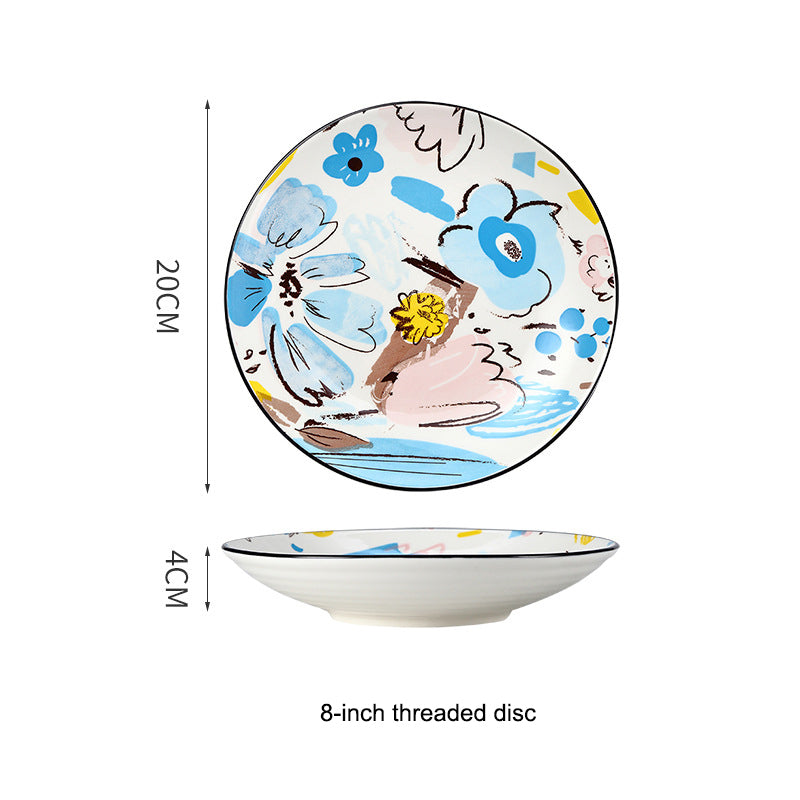 Hand-Drawn Doodle Ceramic Bowls and Plates - Household Dinnerware Hand-Drawn Doodle Ceramic Bowls and Plates - Household Dinnerware
