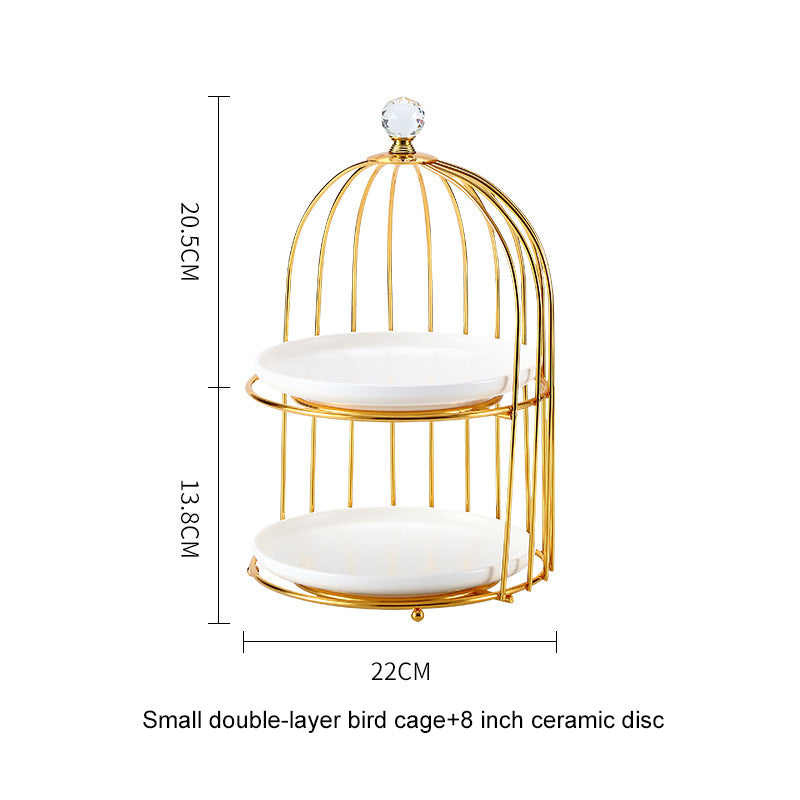 Ceramic Cake and Dessert Table Stand in the Form of a Birdcage Display Shelf for Afternoon Tea Ceramic Cake and Dessert Table Stand in the Form of a Birdcage Display Shelf for Afternoon Tea