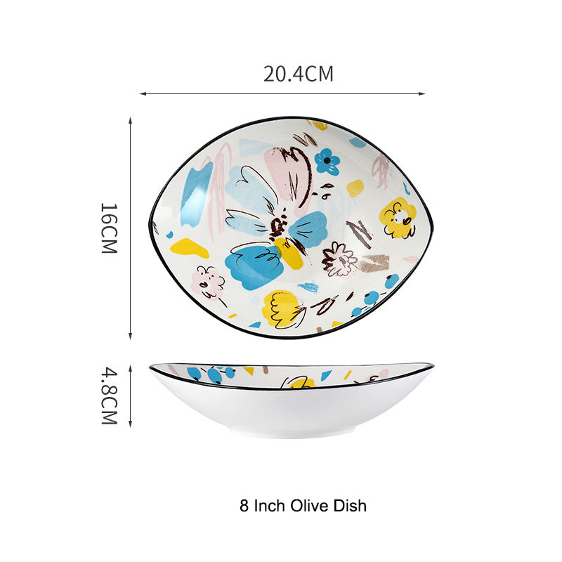 Hand-Drawn Doodle Ceramic Bowls and Plates - Household Dinnerware Hand-Drawn Doodle Ceramic Bowls and Plates - Household Dinnerware