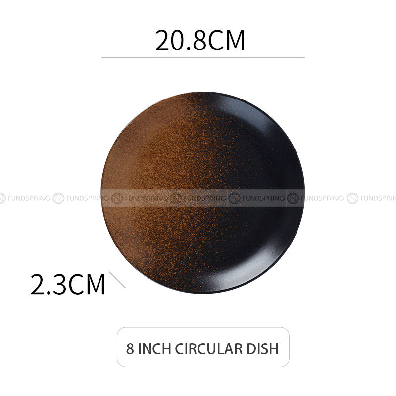 Japanese Ceramic Plate Gradient Glaze Dinnerware 6/8/10 Inches Shallow Plate Japanese Ceramic Plate Gradient Glaze Dinnerware 6/8/10 Inches Shallow Plate