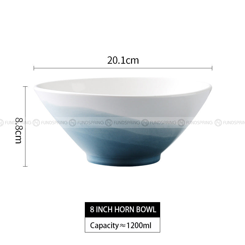 Ceramic Tableware Landscape Painting Dinnerware Gradient Bowls Plates Ceramic Tableware Landscape Painting Dinnerware Gradient Bowls Plates