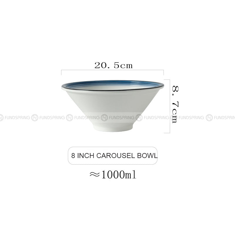 Ceramic Dinnerware Blue Trumpet Bowl Wide Mouth Bamboo Hat Bowl Ceramic Dinnerware Blue Trumpet Bowl Wide Mouth Bamboo Hat Bowl