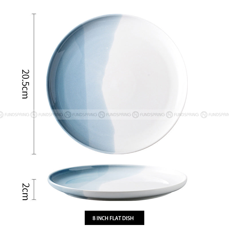 Ceramic Tableware Landscape Painting Dinnerware Gradient Bowls Plates Ceramic Tableware Landscape Painting Dinnerware Gradient Bowls Plates