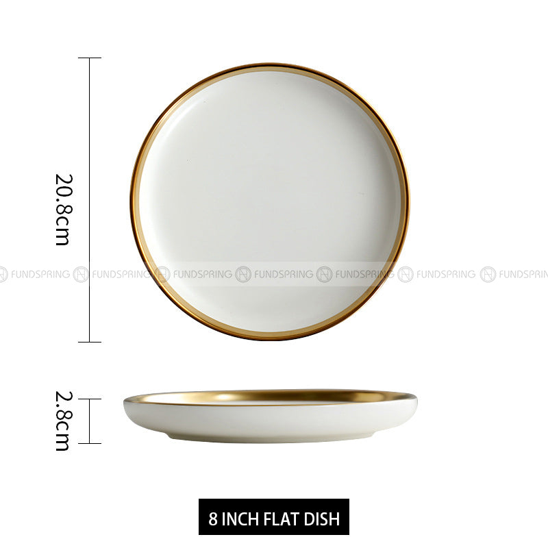 Simplicity Ceramic Tableware Black White With Gold Rim Plates Bowls Simplicity Ceramic Tableware Black White With Gold Rim Plates Bowls