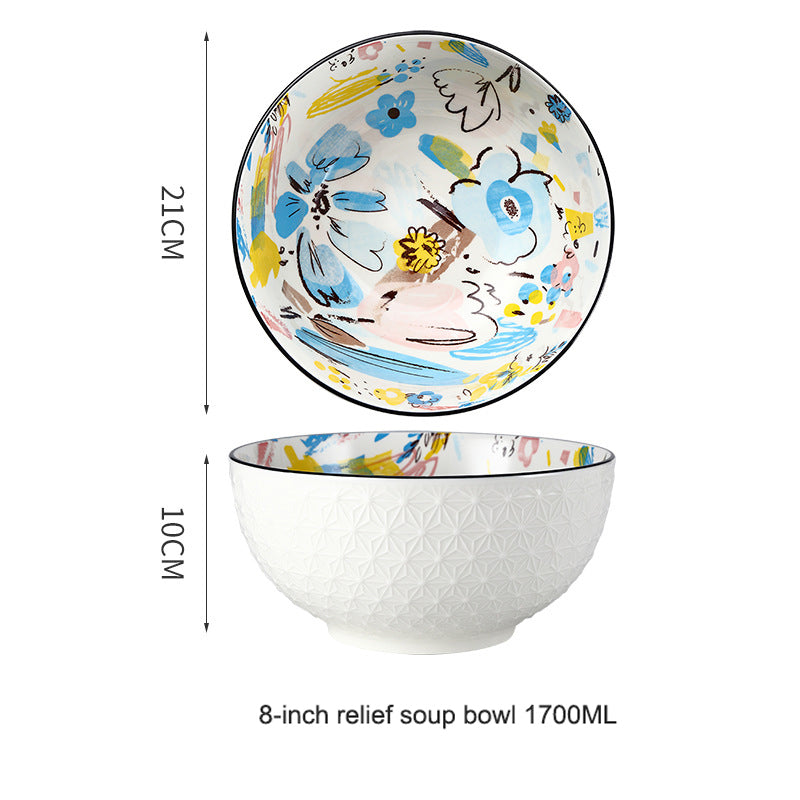 Hand-Drawn Doodle Ceramic Bowls and Plates - Household Dinnerware Hand-Drawn Doodle Ceramic Bowls and Plates - Household Dinnerware