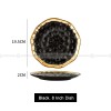 Elegant Ceramic Dinner Plates with Electroplated Gold Rim - Set of 2 (8" and 10") Elegant Ceramic Dinner Plates with Electroplated Gold Rim - Set of 2 (8" and 10")