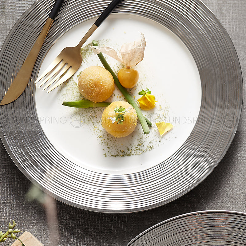 Designer Tableware Collection Weiss Series Sliver/White Dinner Plate Designer Tableware Collection Weiss Series Sliver/White Dinner Plate