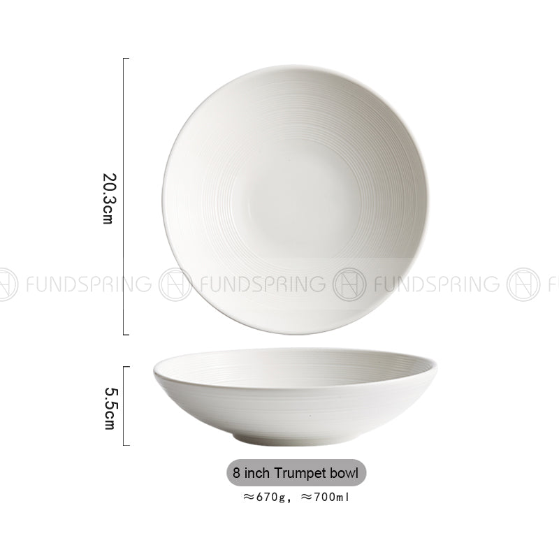 Nordic Ceramic Underglaze Dinnerware Weiss Series White Trumpet Bowl Nordic Ceramic Underglaze Dinnerware Weiss Series White Trumpet Bowl