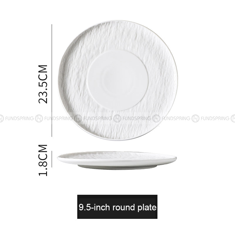 Dining Plate Solid Color Plate Ceramic Threaded Plate Set of 3 Dining Plate Solid Color Plate Ceramic Threaded Plate Set of 3