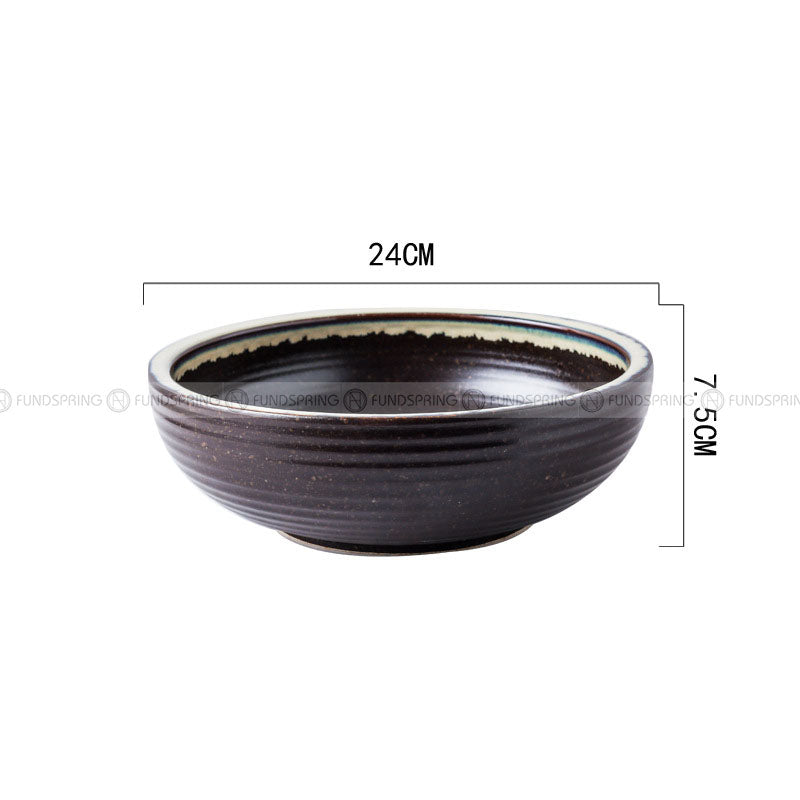 Kiln Change Ceramic Soup Bowl Large Noodle Bowl Spiral Texture Pot Kiln Change Ceramic Soup Bowl Large Noodle Bowl Spiral Texture Pot