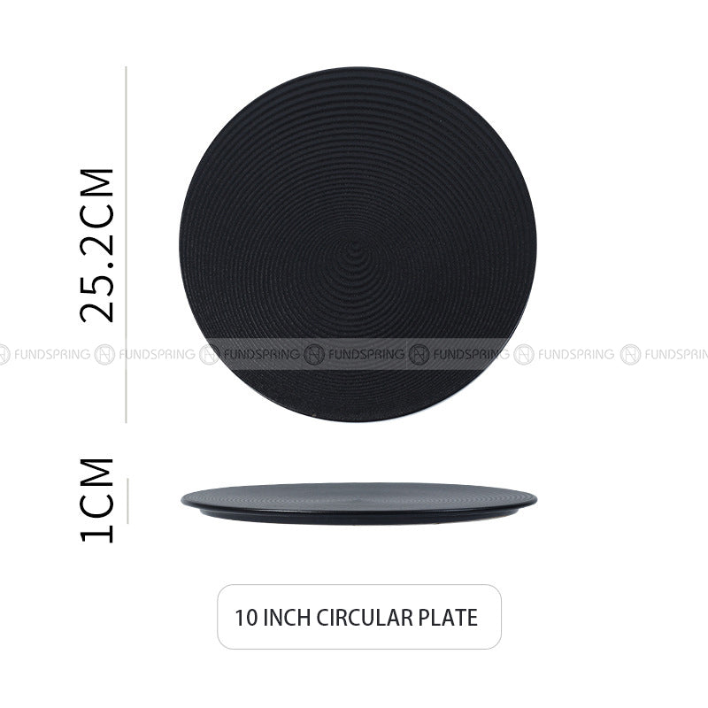 Black Frosted Ceramic Tableware Rectangular Oval/Round Flat Plate Black Frosted Ceramic Tableware Rectangular Oval/Round Flat Plate