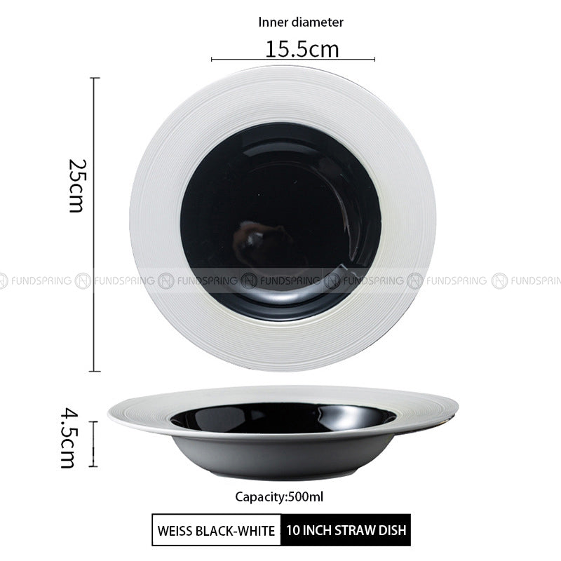 Weiss Dinnerware Collection Designer White/Black Dinner Plate Weiss Dinnerware Collection Designer White/Black Dinner Plate