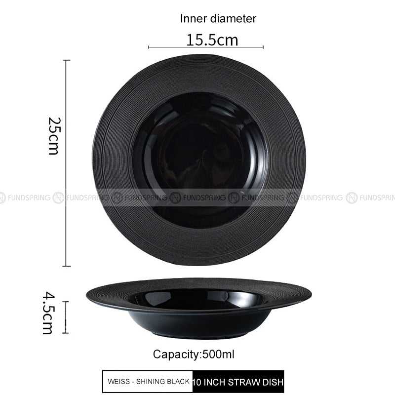 Designer Tableware Collection Weiss Series Ceramic Dish Black Plate Designer Tableware Collection Weiss Series Ceramic Dish Black Plate