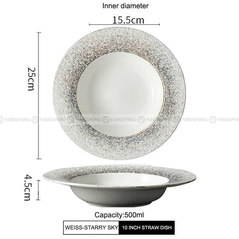 Designer Dinnerware Collection Weiss Series Ceramic White/Sliver Plate Designer Dinnerware Collection Weiss Series Ceramic White/Sliver Plate