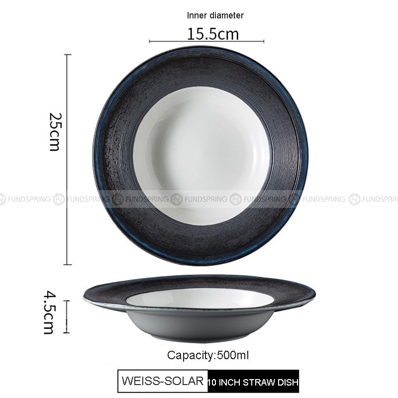 Nordic Dinnerware Weiss Series Ceramic Navy/Black/White Dinner Plate Nordic Dinnerware Weiss Series Ceramic Navy/Black/White Dinner Plate