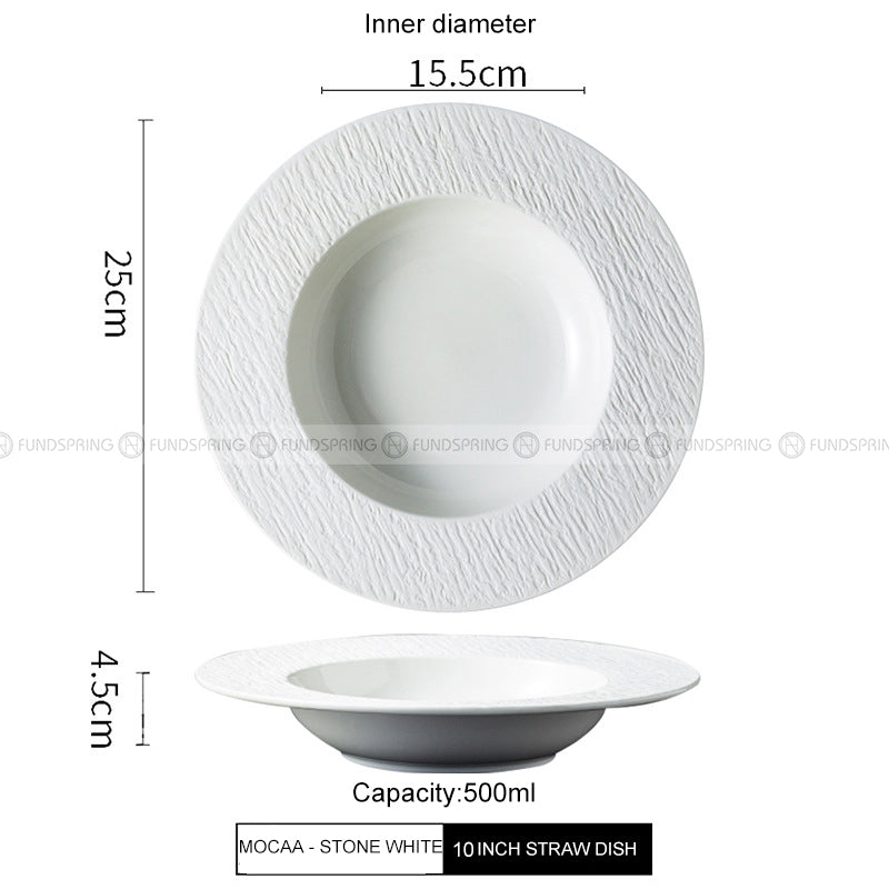 Mocaa Stone Series White Tableware Ceramic Dinnerware Shallow Plate Mocaa Stone Series White Tableware Ceramic Dinnerware Shallow Plate