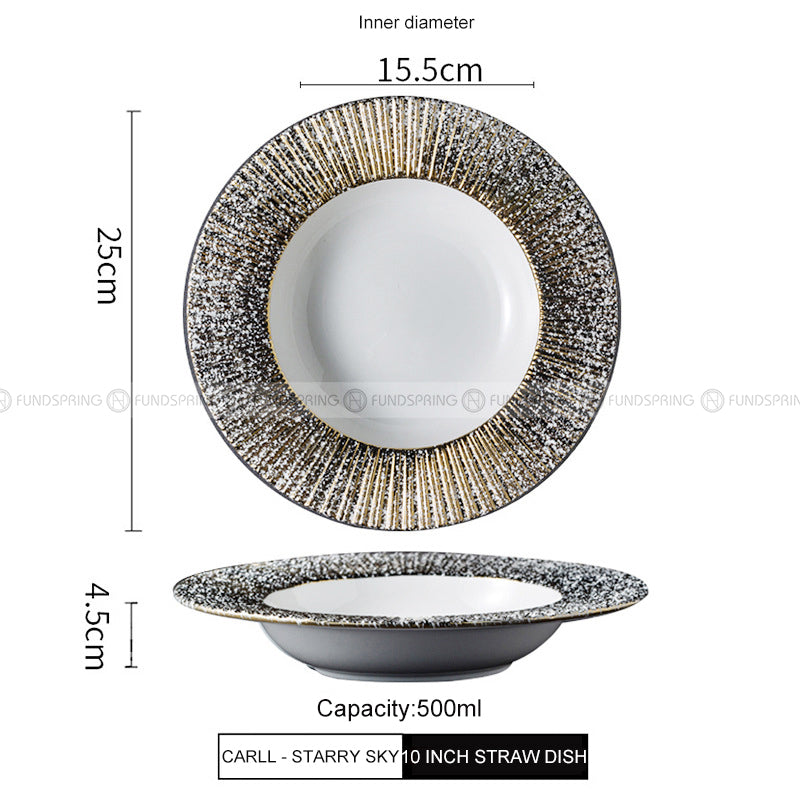 Carll Solar Series Dinnerware Collection Hotel Dishes Golden/White Dinner Plate Carll Solar Series Dinnerware Collection Hotel Dishes Golden/White Dinner Plate