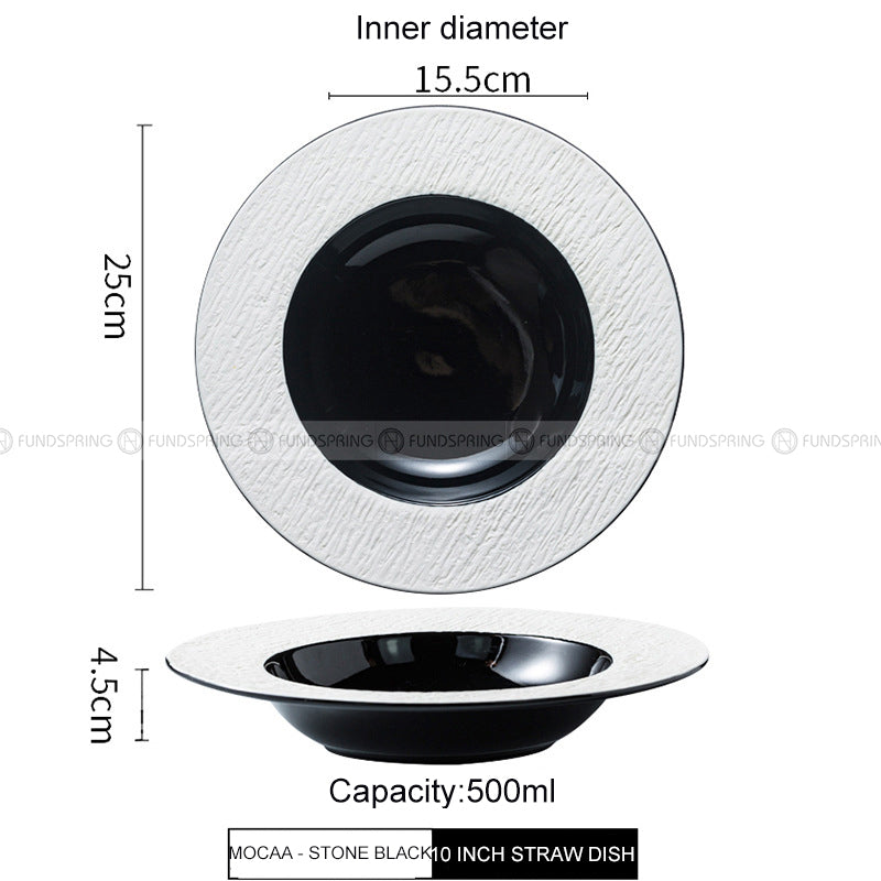 Mocaa Stone Series Black-white Dinnerware Ceramic Plate Shallow Plate Mocaa Stone Series Black-white Dinnerware Ceramic Plate Shallow Plate