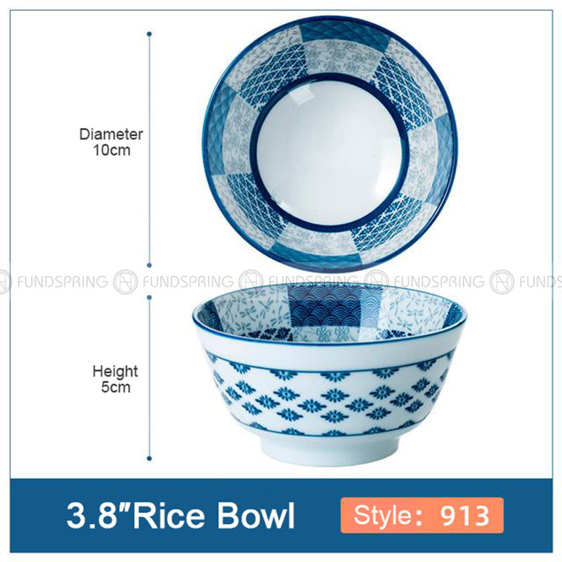 Japanese Blue and White Ceramic Bowl Underglazed Bowl 3.8'' Set of 4 Japanese Blue and White Ceramic Bowl Underglazed Bowl 3.8'' Set of 4