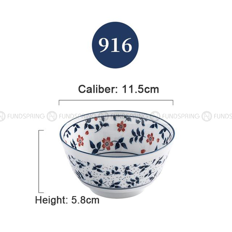 Blue and White Under Glazed Ceramic Bowl Japan Style 4.5" Set of 4 Blue and White Under Glazed Ceramic Bowl Japan Style 4.5" Set of 4