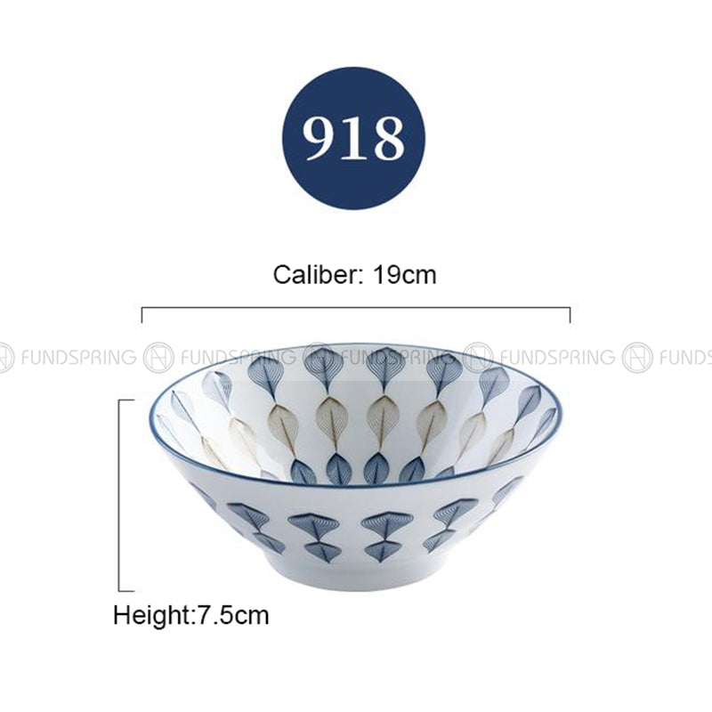 Blue and White Under Glazed Ceramic Bowl Japan Style 7.5" Set of 4 Blue and White Under Glazed Ceramic Bowl Japan Style 7.5" Set of 4