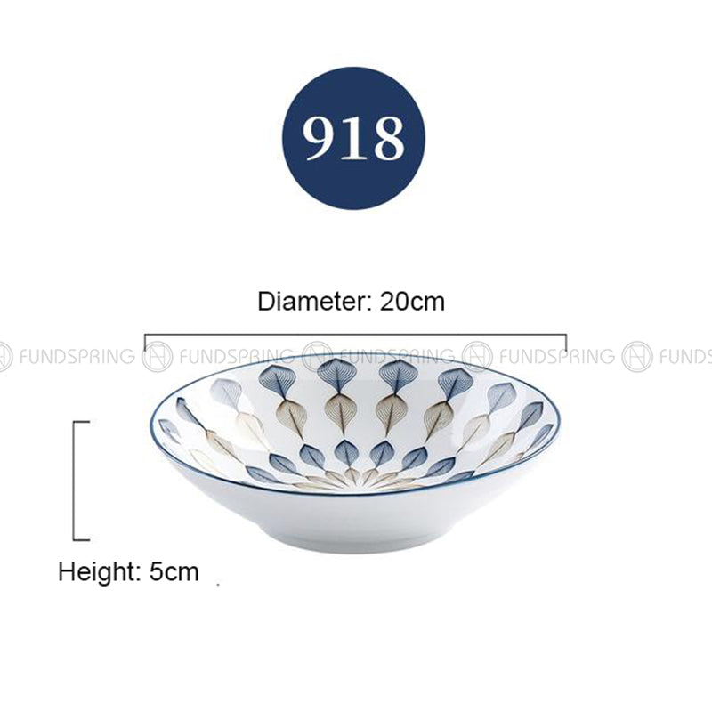 Japanese Blue and White Under-glazed Ceramic Deep Plates 8" Set of 4 Japanese Blue and White Under-glazed Ceramic Deep Plates 8" Set of 4