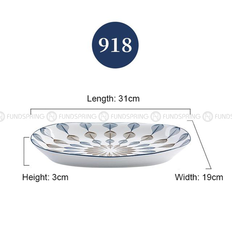 Japanese Blue and White Under-glazed Ceramic Oval Platter 12" Set of 2 Japanese Blue and White Under-glazed Ceramic Oval Platter 12" Set of 2