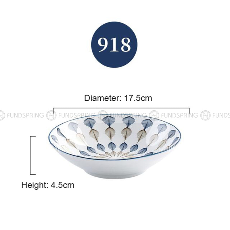 Japanese Blue and White Ceramic Deep Plates Pasta Bowl 7" Set of 4 Japanese Blue and White Ceramic Deep Plates Pasta Bowl 7" Set of 4