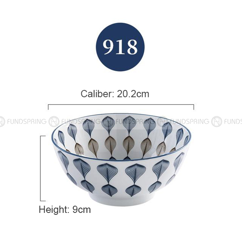 Japanese Blue and White Ceramic Soup Bowl Underglazed 8" Set of 2 Japanese Blue and White Ceramic Soup Bowl Underglazed 8" Set of 2