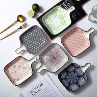 Japanese Style Hand-Painted 9" Deep Baking Plate with Handle – Multicolored Bake Pan Japanese Style Hand-Painted 9" Deep Baking Plate with Handle – Multicolored Bake Pan