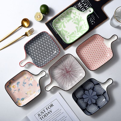 Japanese Style Hand-Painted 9" Deep Baking Plate with Handle – Multicolored Bake Pan Japanese Style Hand-Painted 9" Deep Baking Plate with Handle – Multicolored Bake Pan