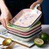 Japanese Style Hand-Painted 9" Deep Baking Plate with Handle – Multicolored Bake Pan